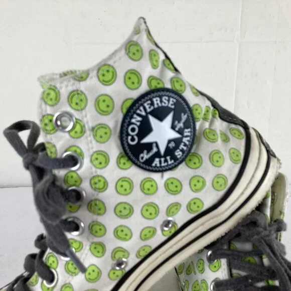 Converse Chuck  Womens Sz 9 Mens sz 7 Happy Camper High Top Smiley Faces Sneaker - Picture 3 of 11